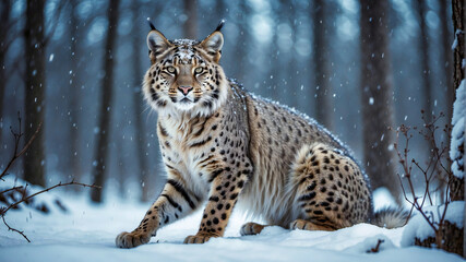 Fototapeta premium lynx in snow