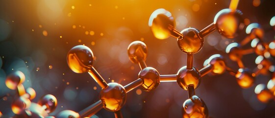 Nicotine Molecule on a Rusty Orange Background. - obrazy, fototapety, plakaty