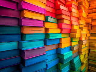 Colorful stacked book background