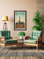 Vintage Lighthouse Views Print - Seascape Art and Ocean Wall Decor