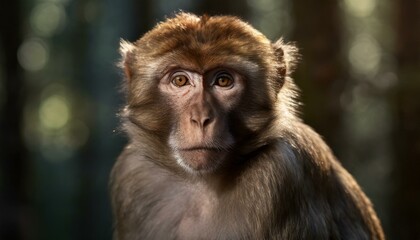 close up of a Barbary macaque