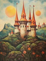 Vintage Fairytale Castle Turrets: Exquisite Medieval Wall Art