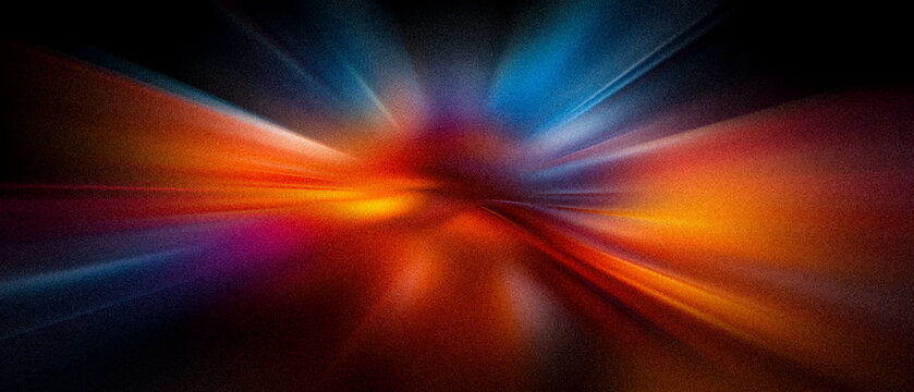 An explosion of colors. Grainy abstract ultrawide orange azure red yellow pink blue gradient premium background with concrete wall texture. For design, banner, wallpaper, template, projects, desktop