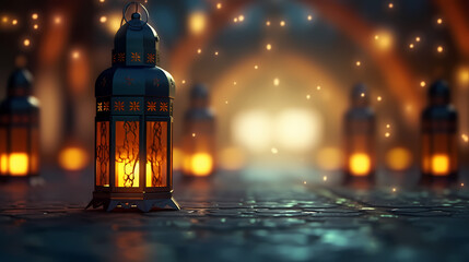 Ramadan background with mosque or lantern illustration