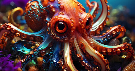 Abstract fantastic colorful octopus for elegant artwork