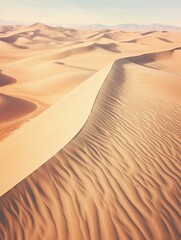Fototapeta na wymiar Vintage Sand Dunes: Aerial Desert Nature Print