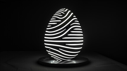 black background beautifully accented by an illuminated Easter egg outlined in delicate white lines