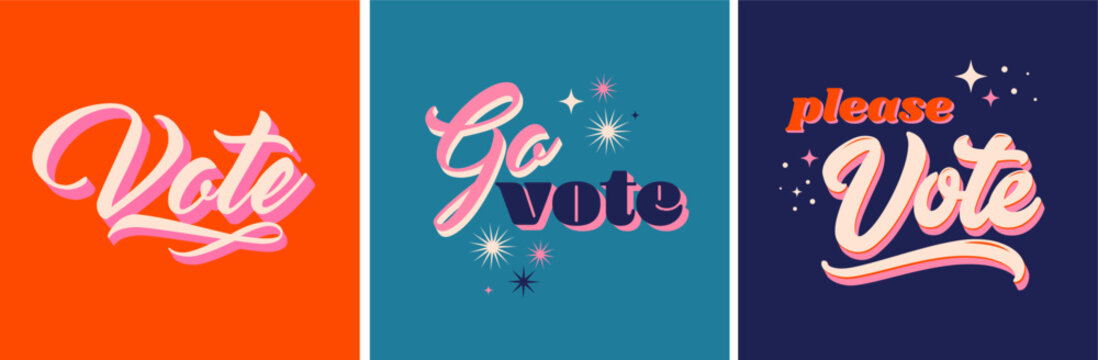 Modern Floral Election campaign concept design. Vote, election social media and print design with lettering and floral illustrations