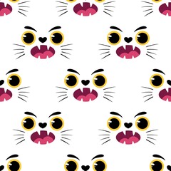 Cartoon Halloween animals seamless cats pattern for wrapping paper and fabrics and kids and party accessories