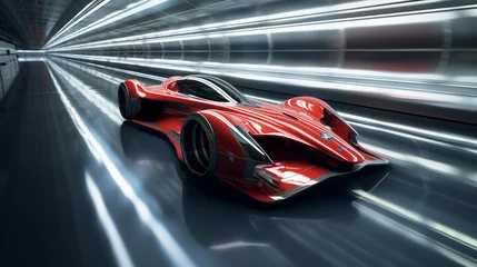 Foto op Plexiglas Unleash the velocity of a sleek, aerodynamic vehicle as it conquers the digital racetrack. © rehman