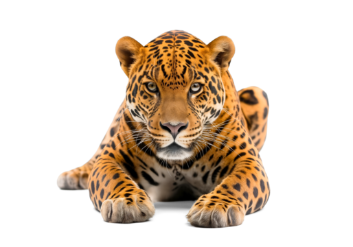 jaguar ( panthera onca ) isolated on white transparent background, png