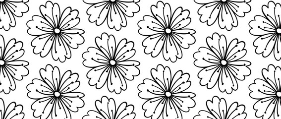Seamless pattern with modern flower elements Hand drawn trendy background. Great for fabric and textile. Vector Illustration