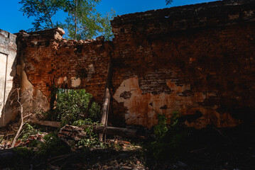 Close up of abandoned houses in San Antonio Town in La Paz, Baja California Sur, Mexico