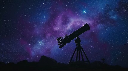 A telescope silhouetted against a starry night sky, a gateway to the universe's mysteries