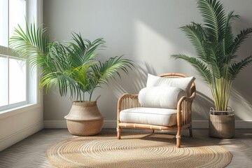 Minimalist Living Room with Botanical Accents