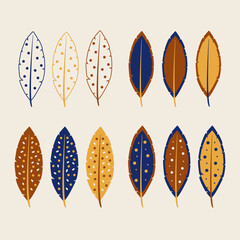 feather set yellow blue brown decoration multicolor T-shirt posters prints