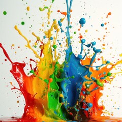 An explosive burst of colorful paint splashes, perfect for lively and energetic design projects or artistic branding.