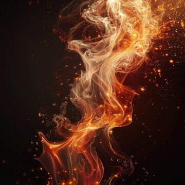 A mesmerizing fire splash with fluid smoke-like patterns, perfect for artistic backgrounds or concept pieces.