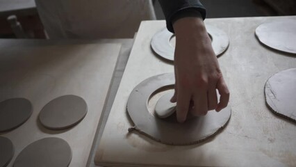 preparation of clay molds in the potter's studio