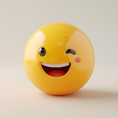 3D rendering of laughing emoji isolated on gray white background