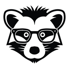 Badger In Glasses Flat Icon Isolated On White Background