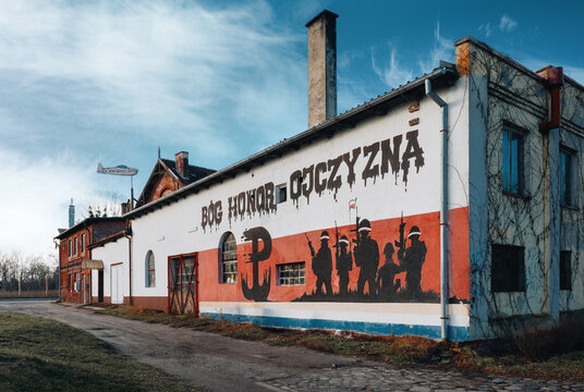 POLAND, ELBLAG FEBRUARY 3, 2024 - GRAFFITI COMMEMORATING THE WARSAW UPRISING DURING THE SECOND WORLD WAR - POLAND IS FIGHTING. 