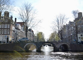 Water canal in Amsterdam, Holland, The Netherlands