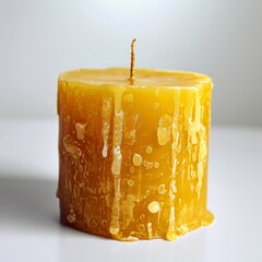 Beeswax Candle on white background. 