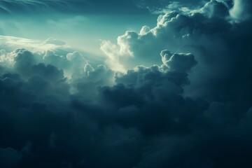 storm clouds break to reveal a blue sky - obrazy, fototapety, plakaty