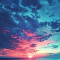 a fiery red  sunset over the sea