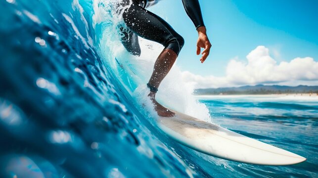 Surfer Catching the Waves at Sea. Generative ai