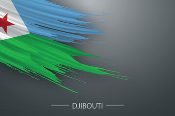 3d grunge brush stroke flag of Djibouti