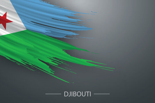 3d grunge brush stroke flag of Djibouti