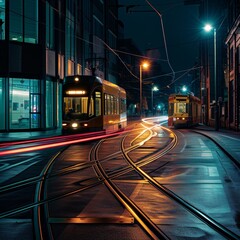 Motion in Transit: Long Exposure Shots of Trams at Stations.