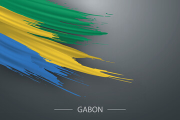3d grunge brush stroke flag of Gabon