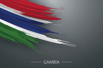 3d grunge brush stroke flag of Gambia