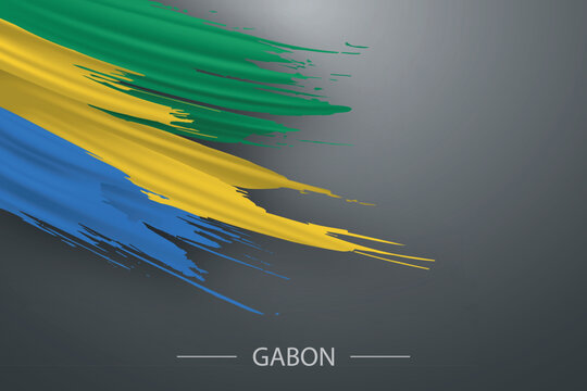 3d grunge brush stroke flag of Gabon