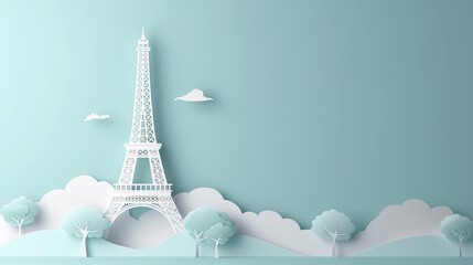 Fototapeta na wymiar Paper Eiffel Tower. Generative AI