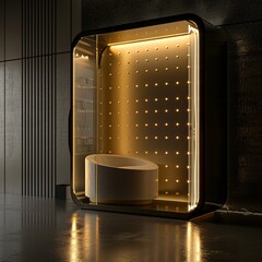 Sleek Elegance: Translucent 3D Adhesive in Modern Black Gold Ambiance.