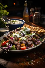 Souvlaki Skewers with Tzatzik. Best For Banner, Flyer, and Poster
