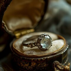 "Classic Silver Ring with Prominent Round Gemstone.