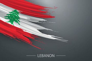 3d grunge brush stroke flag of Lebanon