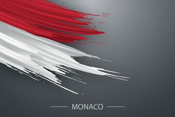3d grunge brush stroke flag of Monaco