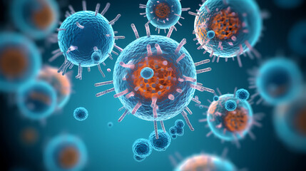 Macroscopic observation of organisms bacteria and cells and viruses under laboratory microscope