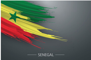 3d grunge brush stroke flag of Senegal