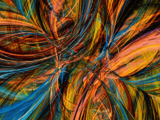 blue and orange abstract fractal background 3d rendering illustration