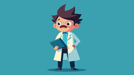 Curious young scientist with a clipboard and lab coat