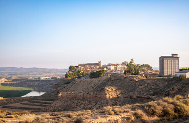 a view of Chiprana and the Ebro river, province of Zaragoza, Aragon, Spain