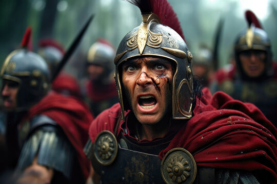 Ancient Roman Centurion during a battle for Gaius Julius Caesar