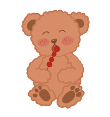 Cute bear is eating food